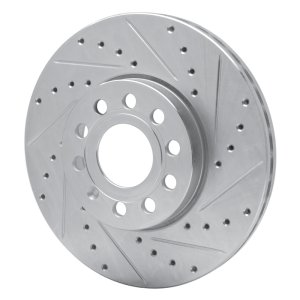 Audi A3 Brake Rotor (1) - Front Right - R1 Concepts - Drilled & Slotted - Silver - `05-`25